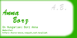 anna borz business card